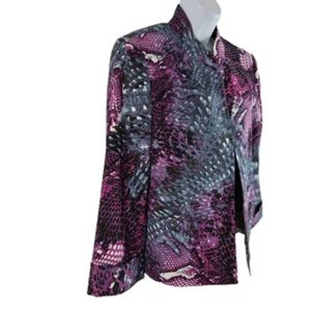 Evan Picone Open Front Jacket Snake Print Purple … - image 5